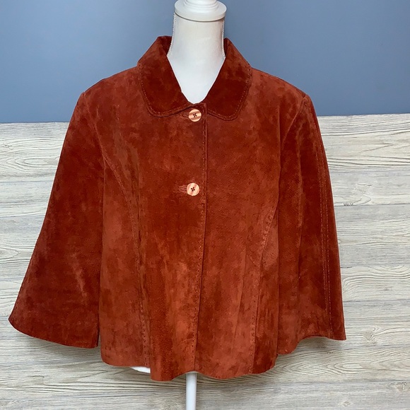 Coldwater Creek Jackets & Blazers - Gorgeous burnt orange 2 button swing cropped suede jacket